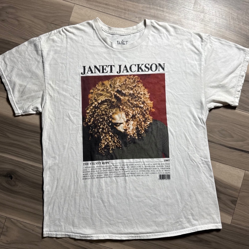 Janet Jackson The Velvet Rope 1997 Album Graphic T-Shirt White M/L